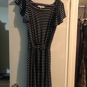 Ann Taylor Loft Casual light weight black and white stripe summer dress.